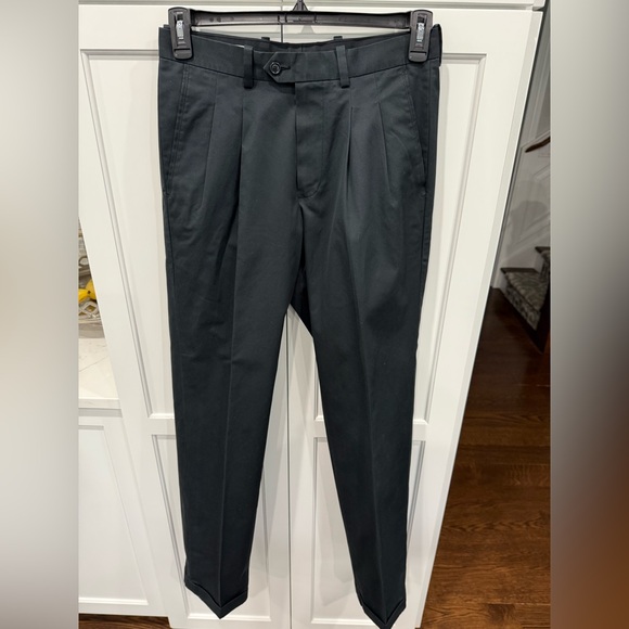Nordstrom Mens Shop Classic Smartcare BLACK Pleated Pants, 30” 33Long - Picture 1 of 5